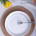 10.5 inch Dinner Plate Set of 6, Lightweight Round Opal Glass Dinnerware Plates, Dishwasher and Microwave Safe, Black Modern Speckled Design (Galaxy)