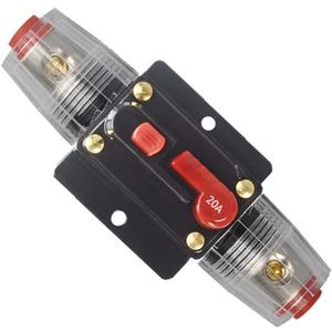 30A 40A 50A 60A 80A 100A 150A Audio Circuit Breaker Auto Car Stereo Inline Fuse Holders Inverter, Manual Reset 12V-24V DC for Automotive Marine Boat Audio System Protection (20A)