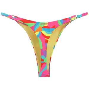 RELLECIGA Women's Adjustable High Cut Thong Bikini Bottom Size L