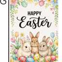 Easter Bunny Garden Flag, egg bunny garden flag, Welcome Easter flags 12x18, double-sided, flower seasonal farmhouse yard outdoor decoration, holiday bunny yard flag