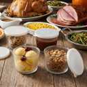 8pc Set of Small Glass Bowls with Lids 6.8oz Ribbed Clear Glass Containers Stackable Dessert Custard Pudding Cups Condiment Bowls for Sauces Dips, Nuts Oats, Candy Dessert, Cereal