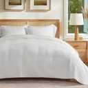 EVERGRACE Velvet Quilt Set King Size, Luxurious Soft Quilted Bedding Sets, Lightweight Velvet Comforter for All Season, Striped Channel Bedspread Coverlet with 2 Shams, Bright White