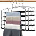 Pants Hangers 4 Pieces,5 Tier Closet Organizers and Storage Clothes Hanger,Hangers Space Saving with Swing Arm,Multiple Metal Hanger Clothes Organization for Pants Trousers Jeans Leggings Slacks