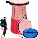 2025 Upgraded XXL Collapsible Stool with Cushion, 1000 lbs Capacity & 19.7-in High, Wider & Taller Heavy Duty Portable Telescoping Foldable Seat for Adults Camping, Travel, Music Festivals, Outdoors (Pink)