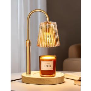 Candle Warmer Lamp with Timer Dimmer Adjustable Height, Electric Wax Melts Warmer for Jar Candles, Birthday Christmas House Warming Gifts for Women Mom, New Home Bedroom Decor with 2 Bulbs (Amber)