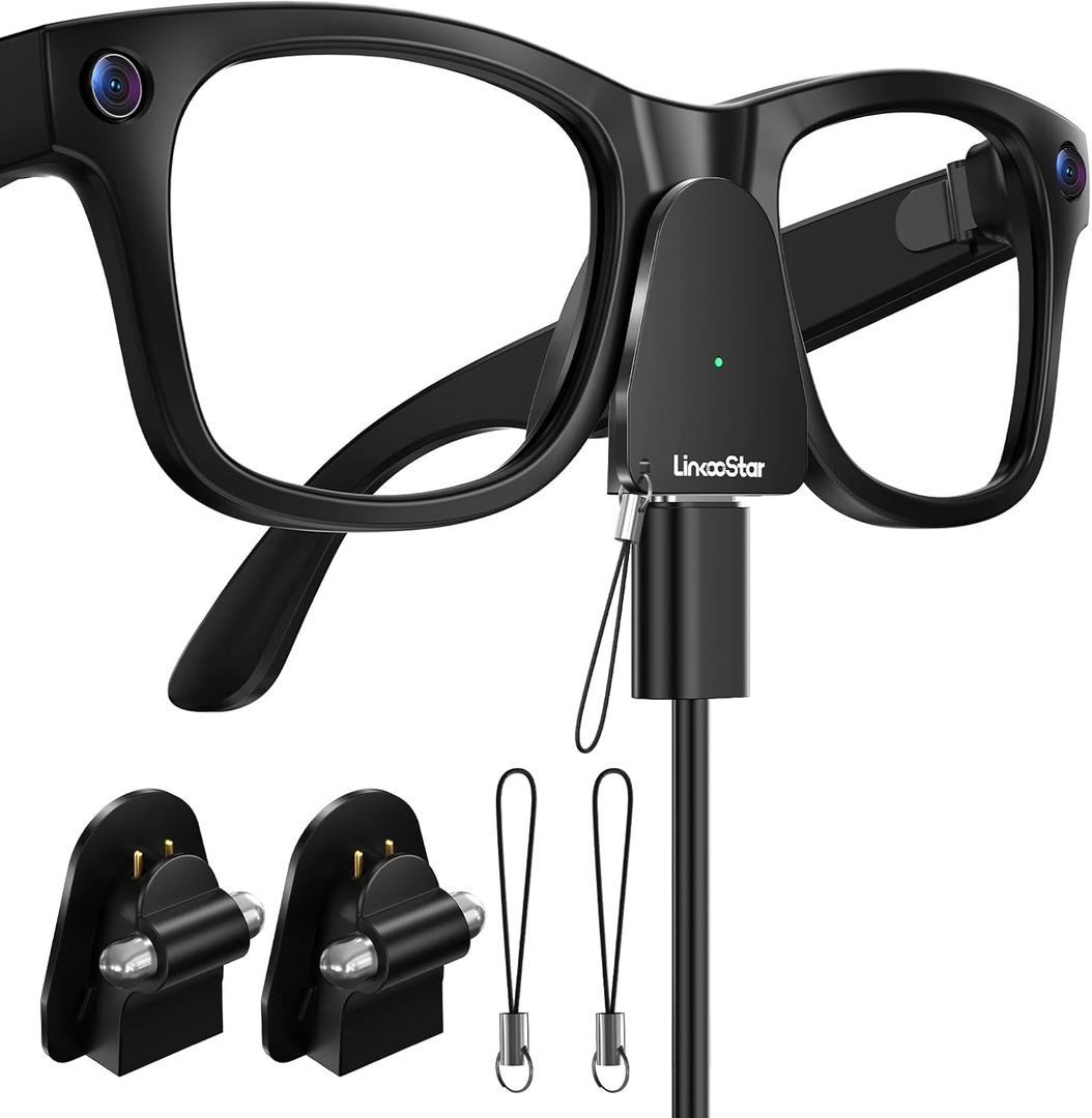 Charging Adapter for RayBan Meta Smart Glasses, USB C Charger Compatible with Meta Gen 1/2 Wayfarer Skyler Headliner Oakley Meta HSTN, Portable Charger with LED Indicator Overcharge Protection, 2Pack