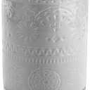 DOWAN 7.2" Kitchen Utensil Holder, Extra Large Farmhouse Utensil Holders for Countertop, Ceramic Utensil Crock, Anti Slip Cork Bottom (Gray, 7.2 Inch)