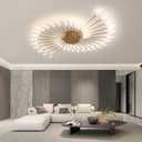 JAYMP 50.4" Ceiling Light Modern Flower Shape Ceiling Lamp for Living Room Dining Room Flush Mount Metal Acrylic Sputnik Firework Petal LED Lighting Fixture (Matte Gold, 42 Lights)