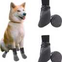 2 Pack 1 Set Dog Socks Anti-Slip Knit Dog Paw Protector Waterproof Dog Booties for Indoor Outdoor Wear-L
