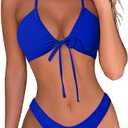 OMKAGI Women Sexy Thong Bikini Swimsuit Set Push Up String Brazilian Bathing Suits (Medium, Royal Blue)