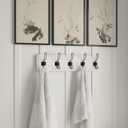HBCY Creations White Solid Wood Wall Mounted Coat Rack with Shelf, 5 Hooks, 24" Long - Kitchen, Mudroom, Entryway, Bathroom - Includes Mounting Hardware, Coat Hanger, Dog Leash Hooks, Towel Rack