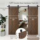 Arti-Life 12FT Double Barn Door Hardware Kit Heavy Duty Sliding Door Track Kit with Hook and 2 Handles,Smoothly and Quietly Hardware for Interior and Exterior Fit 36" Wide Door Panel (J Shape Hanger)