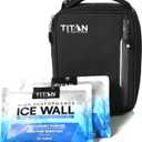 Titan by Arctic Zone Fridge Cold Lunch Box with 2 Gel Ice Packs, Small Insulated Cooler Bag with Leak Proof Lining for School and Work, Black Ice