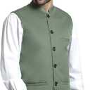 Maple Clothing Men's Modi Jacket Traditional Indian Sleeveless Mandarin Neck Waistcoat Vest (Green, M)