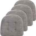 Memory Foam Chair Cushion, U-Shape 17" x 15" Tufted Non-Slip Back Seat Cushion for Dinning Room, Office, Kitchen, 4 Counts, Grey, 4Pcs