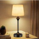NIORSUN Portables Cordless Table Lamp,Flaxen Fabric Shade Battery Operated Lamp,5200mAh Bedside Table Lamp with Warm White,3 Way Dimmable Touch Desk Lamp for Bedroom Living Room Restaurant (Black)