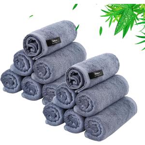 Wash Cloths 12 Pack, Reusable Makeup Remover Towel, Super Soft and Gentle Face Towel for Sensitive Skin, 10x10 inch Small Face Washcloths, Easy to Clean Lint Free Slate Blue Facial Cleansing Cloths