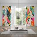 Colorful Black Out Curtains, Boho Floral Abstract Jungle Asthetic Modern Art Blackout Window Curtains Decor for Bedroom, Living Room, Art Gallery Grommet Window Drapes 2 Panel Set, 52"x84"