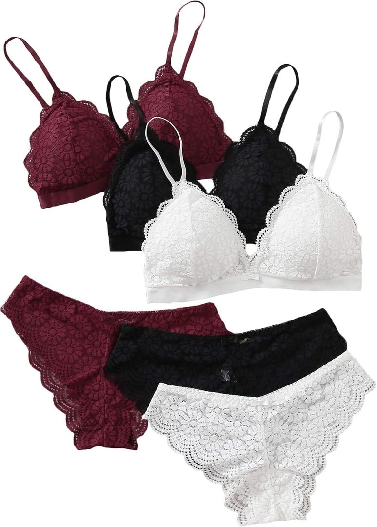 MakeMeChic Women's Sexy Lingerie Set Lace Matching Bra and Panty Set (Large, Multi)