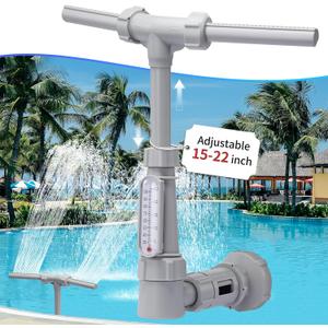 Klleyna Swimming Pool Fountain for Above & In-Ground Pools, Pool Waterfall Water Cooler Sprinkler Sprayer Summer Party Decor (B-Gray-2 Adapters)
