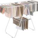 SONGMICS Clothes Drying Rack, with Sock Clips, Metal Laundry Rack, Foldable, Space-Saving, Free-Standing Airer, with 2 Height-Adjustable Gullwings, Indoor Outdoor Use, White and Gray ULLR052W02, 21.7"D x 58.3"W x 39.4"