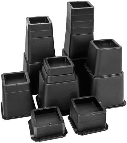 23 PCS Adjustable Bed Risers 12 Inch Heavy Duty, Furniture Risers Elevation in Heights 1, 2, 3, 4, 5, 6, 7, 8, 9, 10, 11, 12 Inch for Couch, Sofa, Table, Chair, Raisers Support up to 6,000 lbs, Black
