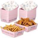 50 Pcs Mahjong Party Supplies Disposable Paper Food Serving Trays Pink Paper Food Trays Bulk for Mahjong-loving Gals Family Play Day Birthday Celebration Game Party Decorations