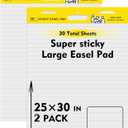 Pack of 2 Sticky Easel Pads, Poster Paper 25 x 30 Inches Large Self Stick Easel Paper, Flip Chart Paper for Teachers, Teacher Anchor Chart, 30 Sheets/Pad