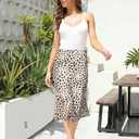 Womens Leopard Print Skirt Trendy Summer Midi Long Length Silk Satin High Waist Elastic Skirts M