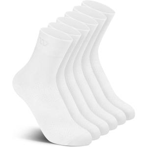 wernies Womens Crew Socks 6 Pairs - Essential Classic Ankle Socks, Soft Cotton for Everyday Comfort 5-9 White