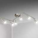 Unicozin LED 6 Way Ceiling Spot Lighting Kit - Matt Nickel, Flexibly Rotatable Light Head, Modern Track Light Included, 6 x LED GU10 Bulb (4W, 5000K Daylight, 400LM) (6 Light)