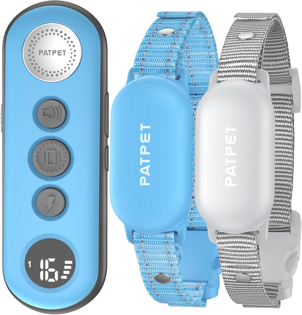 PATPET Shock Collar for Dogs(10-120lbs), 4000ft Rechargeable IPX7 Waterproof Training Collar with Remote for 2 Dogs- Electric Dog Collar for Small Medium Large Dogs 2 Packs (Maya blue)