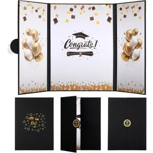 Engrowtic 3 Pcs Graduation Guest Book 2026 Black Gold Graduation Party Decorations Congratulations Graduates Signature Guest Book for Class of 2026 Men Women College High School Graduations Gift Card