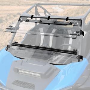 SAUTVS Flip Up Windshield Compatible with Kawasaki Teryx KRX KRX4 1000 2020-2025, Clear 1/5" Hard Coated Poly Front Flip Windscreen Accessories, Can be Closed, Vented, or Fully Open