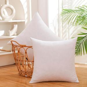 24x24 Inch Gold Goose Down and Feather Throw Pillow Inserts-2 Packs,White,Super Soft Cover,Double Layer Dwon Proof Design,High Filling Weight.