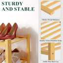 Smiry Bamboo Shoe Rack for Closet, 5 Tier Long Wooden Shoe Organizer, Stackable Wood Shoe Storage Shelf for Entryway, 14 Vertical Slats, 2+3 Stack Heavy-Duty Legs, 33.86"x11.02"x31.3", Natural