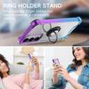 for Galaxy S24 Plus Case Clear with 360 Rotation Metal Ring Holder Stand, Support Magnetic Car Phone Mount Soft TPU Bumper PC Hard Protective Phone Case for Samsung S24 Plus(Purple Blue)