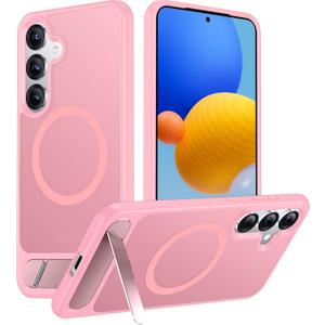 Temdan Magnetic for Samsung Galaxy S25 Case, [Innovate Stand][Military Grade Drop Protection][Non Slip][Translucent Matte] Shockproof Phone Case for Galaxy S25 6.2" 2025 -Pink