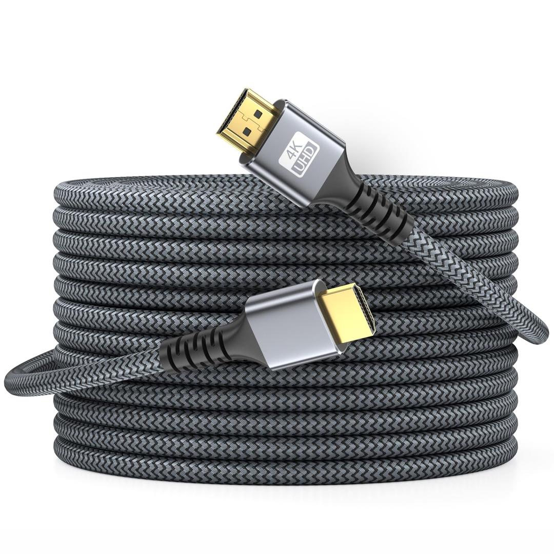 4k Hdmi Cable 75ft Ultra High Speed HDMI 2.0 Cable 4K@60HZ 3D ARC Gold Plated Connector Ethernet Audio Video Return HDMI Cord for UHD TV Monitor Laptop Xbox PS4/PS5 Roku TV ect.(Silvery)