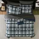 MaiRve Queen Size Comforter Set Navy Blue, Classic Plaid Farmhouse 7 Pieces Bedding Set, All Season Lightweight Bed in a Bag with Sheets, Pillowcases & Shams