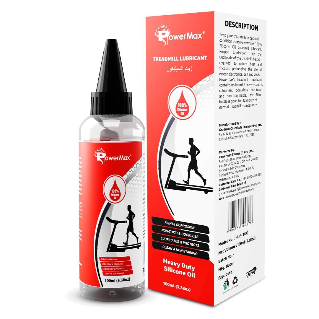 PowerMax Premium Treadmill Belt Lubricant - (~3.5 ounce/100ml) - Flexible Application Tube - 100% Pure Silicone Oil for Treadmill, Cycle, Machine, Acrylic Paint - Ordor Less and Non Toxic