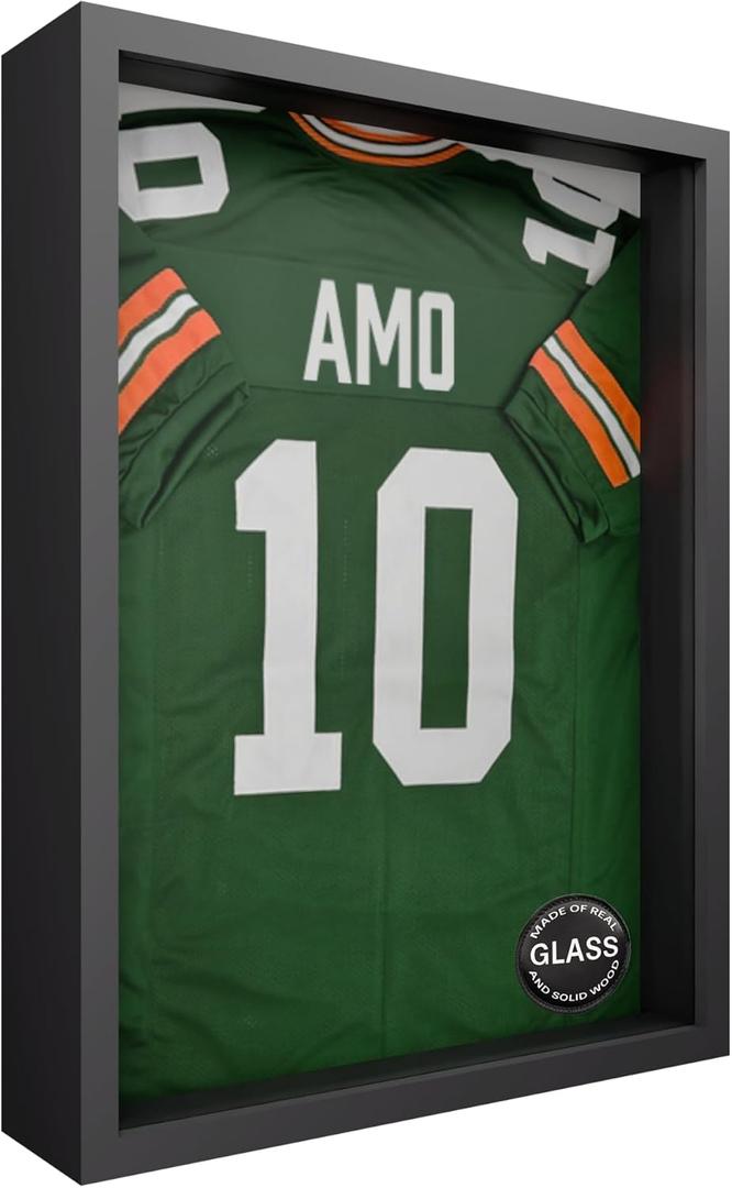 Frame Amo 18x24 Black Shadow Box Frame, Tempered Glass Front and Solid Wood Border, 2.5 inch Thick, Display Case for Items or Posters