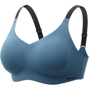 COMFELIE Women No Underwire Bra Comfy Seamless Bras Full Coverage Mesh Bralette with Adjustable Contrast Color Strap S-4XL (3X-Large)