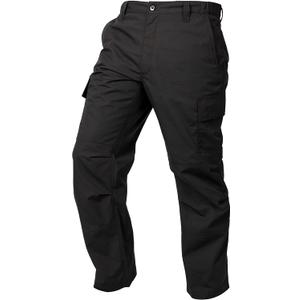 LAPG Men's Core Cargo Tactical Pants, Stretch Waistband, Lightweight & Durable Ripstop CCW Cargo Pants for Men (42W x 30L, Black)