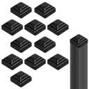 Shimeyao 12 Pcs 2" x 2" Black Pressed Steel Post Caps for Square Steel Posts Fence Caps Topper Pressure Fit Cover for Mailbox Metal Wood Plastic Iron Deck Railing