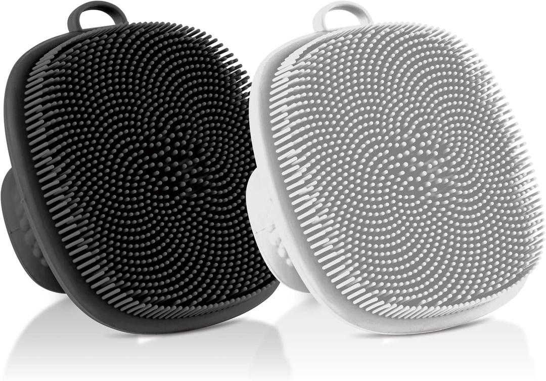 Face Scrubber 2Pack Silicone Face Scrubber for Men, Facial Cleansing Brush Silicone Face Wash Brush Manual Waterproof Cleansing Skin Care Face Brushes for and Exfoliating (Black+white)