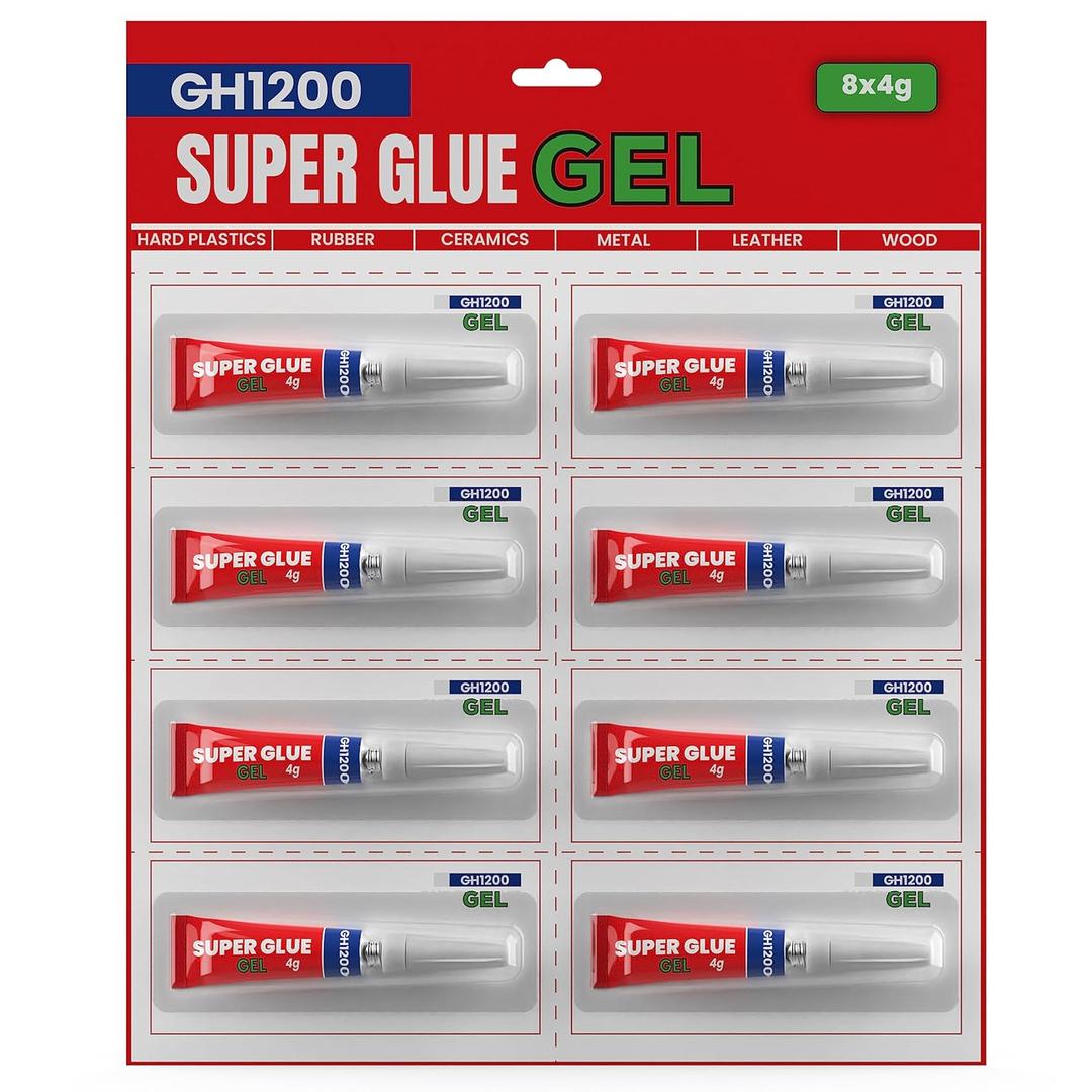 4Gx 8 Value Pack Gel Super Glue Gel Glue All Purpose with Anti Clog Cap. Super Glue for Plastic, Superglue - Magic Glue for DIY Crafts and Many More