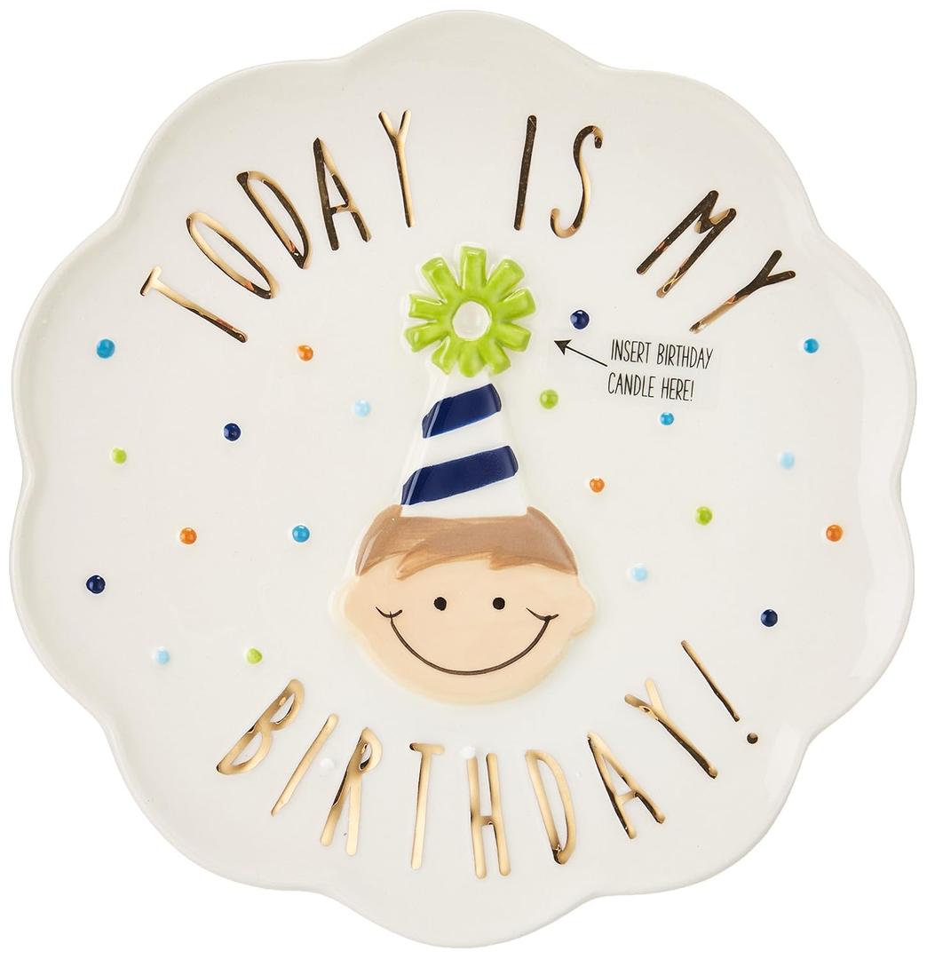 Mud Pie Birthday Boy Celebration Candle Plate, 8 x 8 Mud Pie Birthday Boy Celebration Candle Plate, 8 x 8