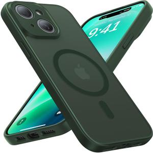 Faiono Magnetic for iPhone 15 Case [Full Camera Protection][Military-Grade Protection][Compatible with MagSafe] Shockproof Protective Slim Phone Case for iPhone 15, Forest Green