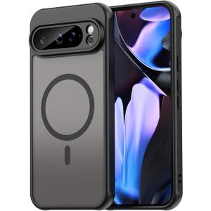 for Google Pixel 9 Pro XL Case[Full Camera Protection][Compatible with Magsafe] Shockproof Military-Grade Protection Skin-Friendly Touch Translucent Matte Back Protective Phone Cover, Black